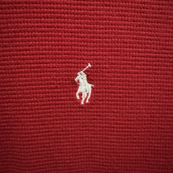Polo Ralph Lauren Mens Red Waffle Knit Thermal Pullover Crew Neck Top Sz XL - Picture 3 of 5